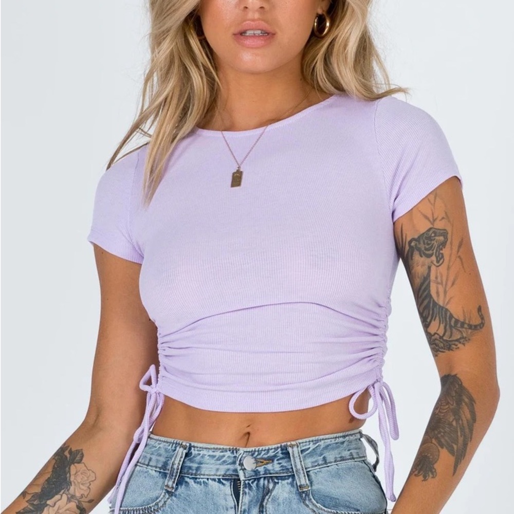 Princess Polly Naeve purple cinched crop top